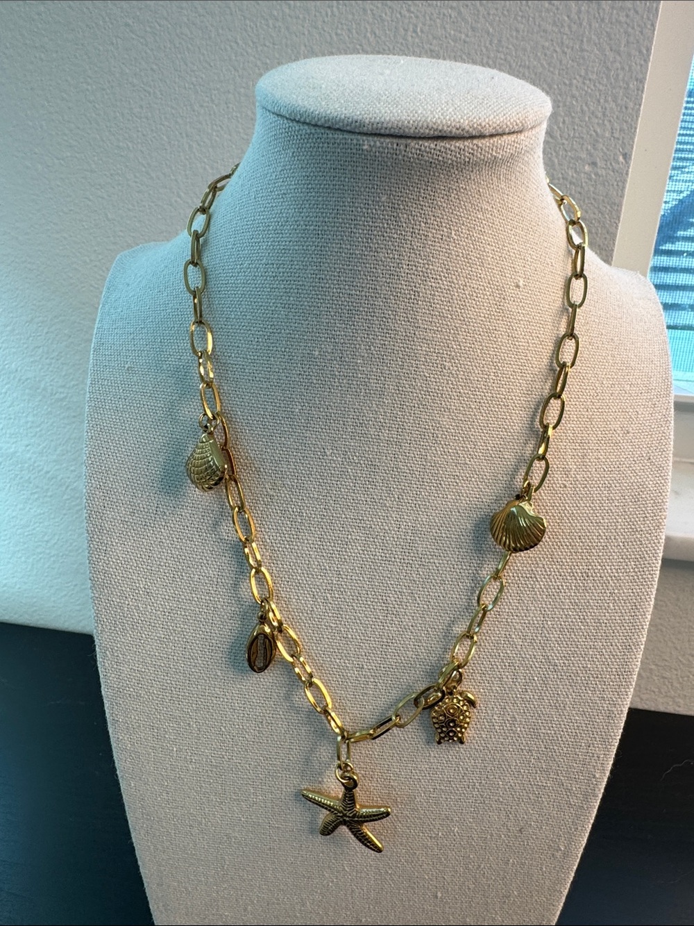 Gold-Tone Sea Charm Necklace - Women Jewelry stainless